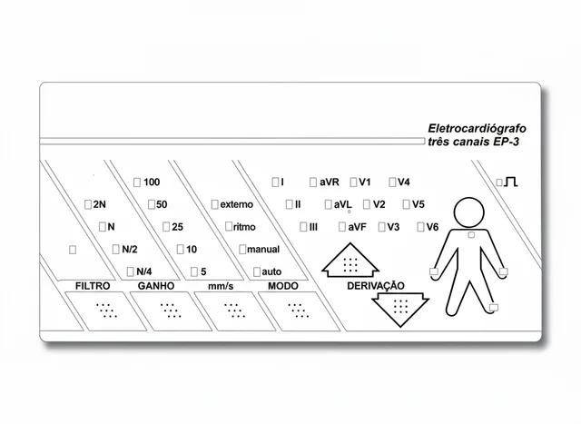 Painel de Membrana para Eletrocardiógrafo Três Canais EP-3 Dixtal - Vista 2