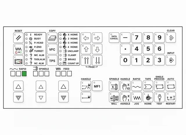 Painel de Membrana para CNC MAZAK QT / SQT Comando T32 - Vista 2