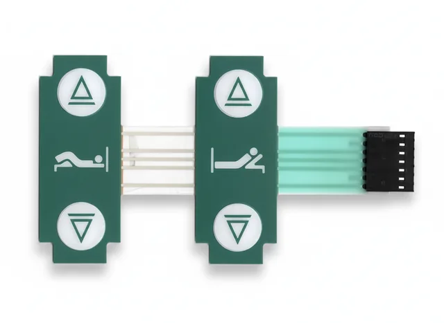 Teclado de Membrana para Cama Hospitalar Stryker GoBed — Grade Lateral Esquerda (4 Teclas)
